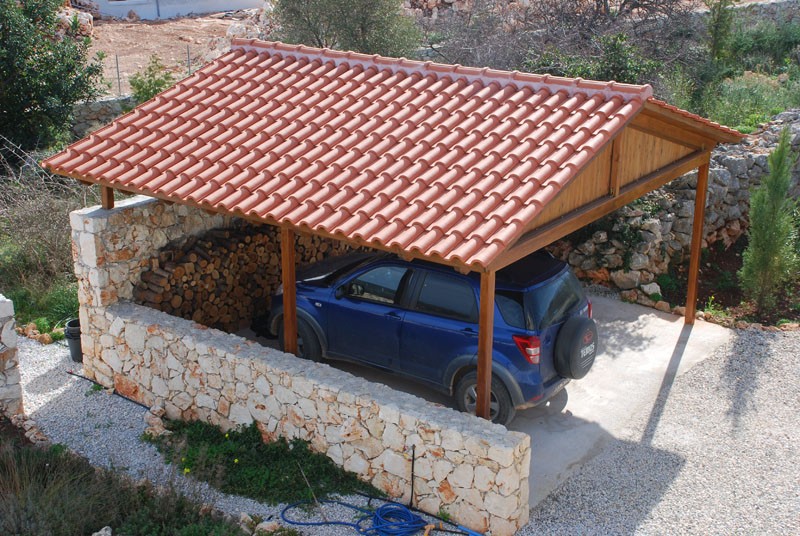 Construction of a canopy in a private house , Crete Greece CC DomKrit